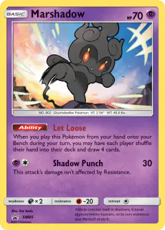 Marshadow SM85 Promo card from Sun & Moon Black Star Promos