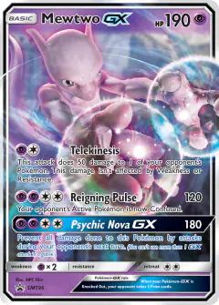 Mewtwo-GX SM196 Promo card from Sun & Moon Black Star Promos
