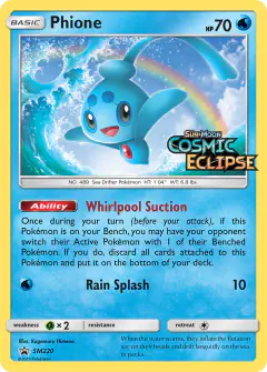 Phione SM220 Promo card from Sun & Moon Black Star Promos
