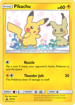 Pikachu SM162 Promo card from Sun & Moon Black Star Promos