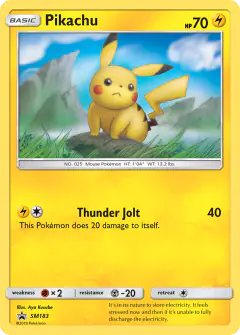 Pikachu SM183 Promo card from Sun & Moon Black Star Promos