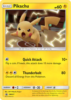 Pikachu SM227 Promo card from Sun & Moon Black Star Promos