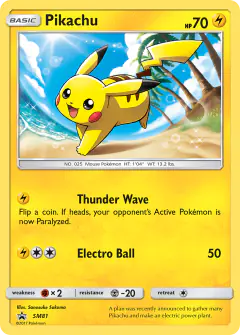 Pikachu SM81 Promo card from Sun & Moon Black Star Promos