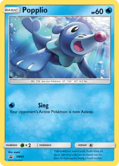 Popplio SM03 Promo card from Sun & Moon Black Star Promos