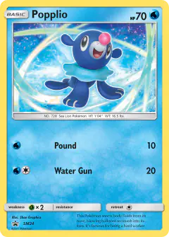 Popplio SM24 Promo card from Sun & Moon Black Star Promos