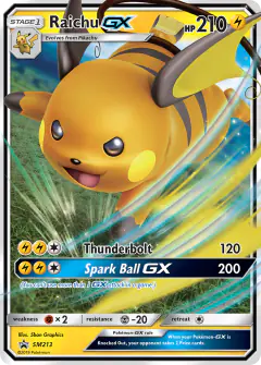 Raichu-GX SM213 Promo card from Sun & Moon Black Star Promos