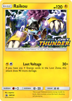 Raikou SM150 Promo card from Sun & Moon Black Star Promos