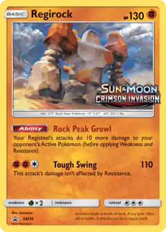 Regirock SM74 Promo card from Sun & Moon Black Star Promos