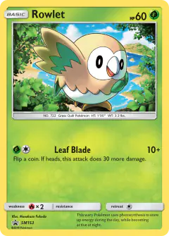 Rowlet SM153 Promo card from Sun & Moon Black Star Promos