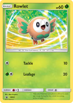 Rowlet SM22 Promo card from Sun & Moon Black Star Promos