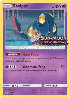 Seviper SM46 Promo card from Sun & Moon Black Star Promos