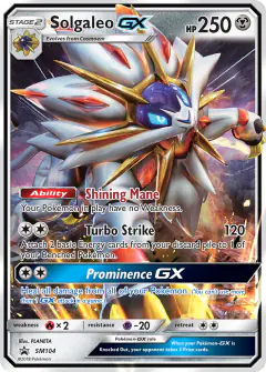 Solgaleo-GX SM104 Promo card from Sun & Moon Black Star Promos
