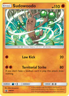 Sudowoodo SM207 Promo card from Sun & Moon Black Star Promos