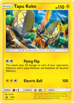 Tapu Koko SM31 Promo card from Sun & Moon Black Star Promos
