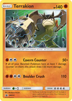 Terrakion SM223 Promo card from Sun & Moon Black Star Promos
