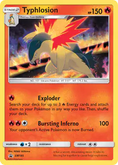Typhlosion SM185 Promo card from Sun & Moon Black Star Promos