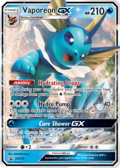 Vaporeon-GX SM172 Promo card from Sun & Moon Black Star Promos
