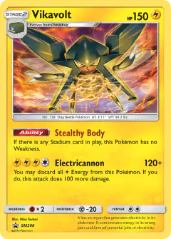 Vikavolt SM208 Promo card from Sun & Moon Black Star Promos