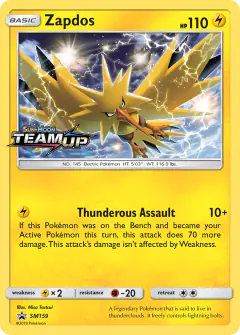 Zapdos SM159 Promo card from Sun & Moon Black Star Promos