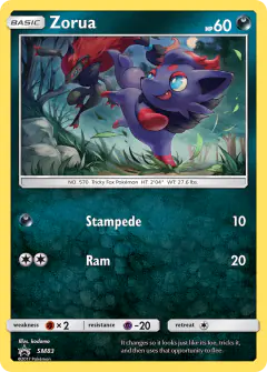 Zorua SM83 Promo card from Sun & Moon Black Star Promos