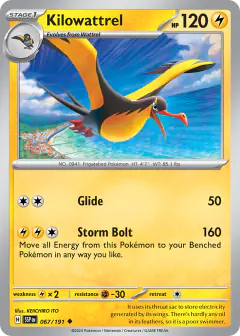 Kilowattrel 067/191 Uncommon card from Surging Sparks