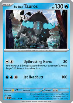 Paldean Tauros 039/191 Uncommon card from Surging Sparks