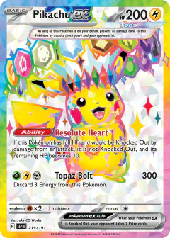Pikachu ex 219/191 Ultra Rare card from Surging Sparks