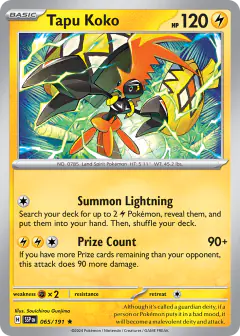Tapu Koko 065/191 Rare card from Surging Sparks