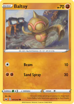 Baltoy 101/202 Common card from Sword & Shield Base
