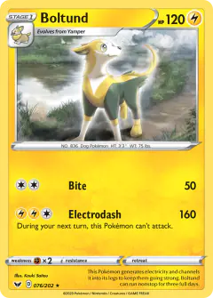 Boltund 076/202 Rare Holo card from Sword & Shield Base