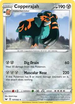 Copperajah 137/202 Rare Holo card from Sword & Shield Base