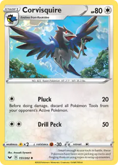 Corvisquire 151/202 Uncommon card from Sword & Shield Base