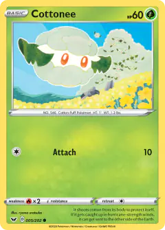 Cottonee 005/202 Common card from Sword & Shield Base