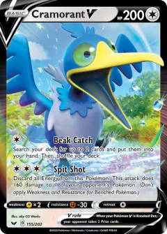 Cramorant V 155/202 Rare Holo V card from Sword & Shield Base