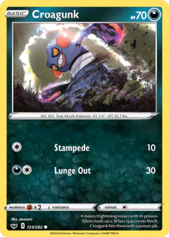 Croagunk 123/202 Common card from Sword & Shield Base