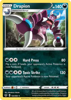 Drapion 122/202 Rare card from Sword & Shield Base
