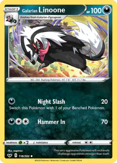 Galarian Linoone 118/202 Uncommon card from Sword & Shield Base