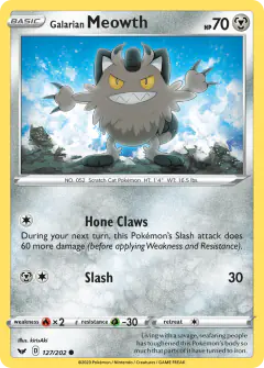 Galarian Meowth 127/202 Common card from Sword & Shield Base