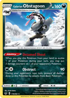 Galarian Obstagoon 119/202 Rare Holo card from Sword & Shield Base