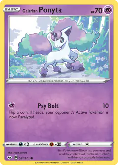 Galarian Ponyta 081/202 Common card from Sword & Shield Base