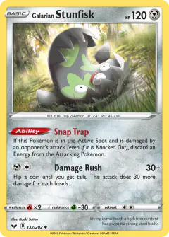 Galarian Stunfisk 132/202 Uncommon card from Sword & Shield Base
