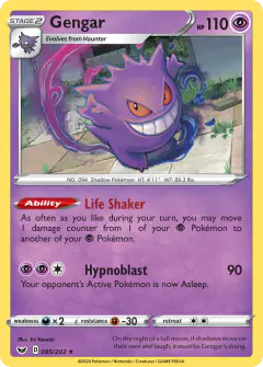Gengar 085/202 Rare Holo card from Sword & Shield Base