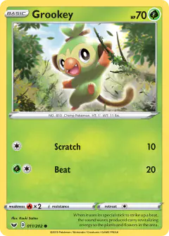 Grookey 011/202 Common card from Sword & Shield Base