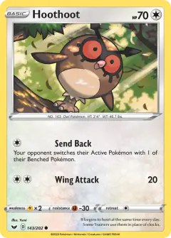 Hoothoot 143/202 Common card from Sword & Shield Base