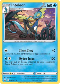 Inteleon 059/202 Rare card from Sword & Shield Base