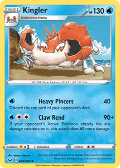 Kingler 044/202 Uncommon card from Sword & Shield Base