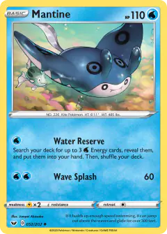 Mantine 052/202 Uncommon card from Sword & Shield Base