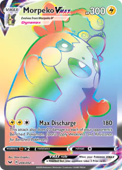 Morpeko VMAX 204/202 Rare Rainbow card from Sword & Shield Base