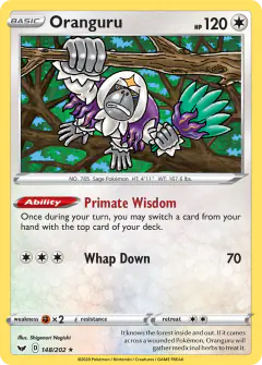 Oranguru 148/202 Rare Holo card from Sword & Shield Base