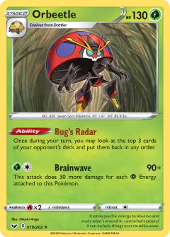 Orbeetle 019/202 Rare card from Sword & Shield Base